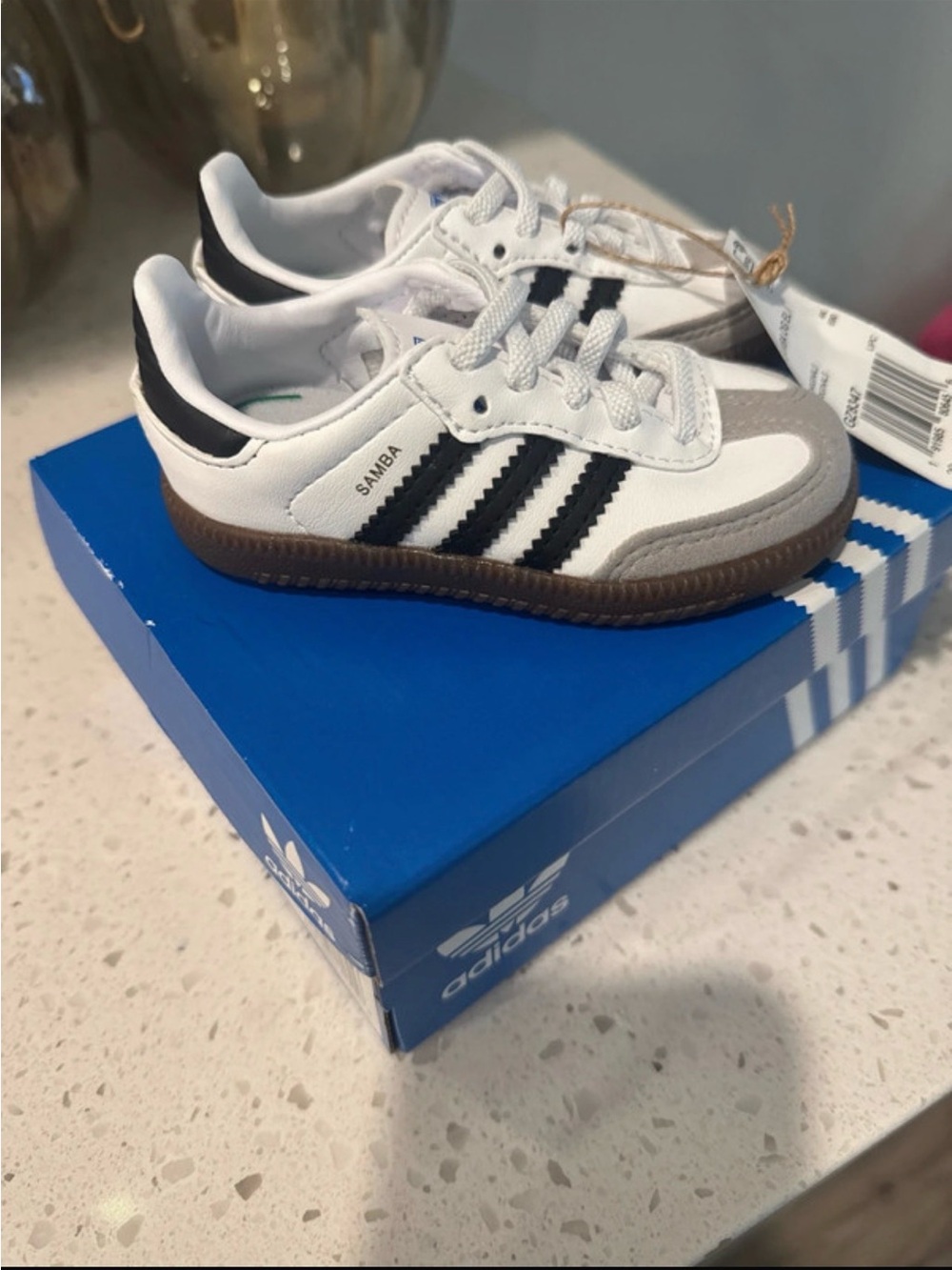 NWT adidas Kids Samba Shoes - White with Black Stripes